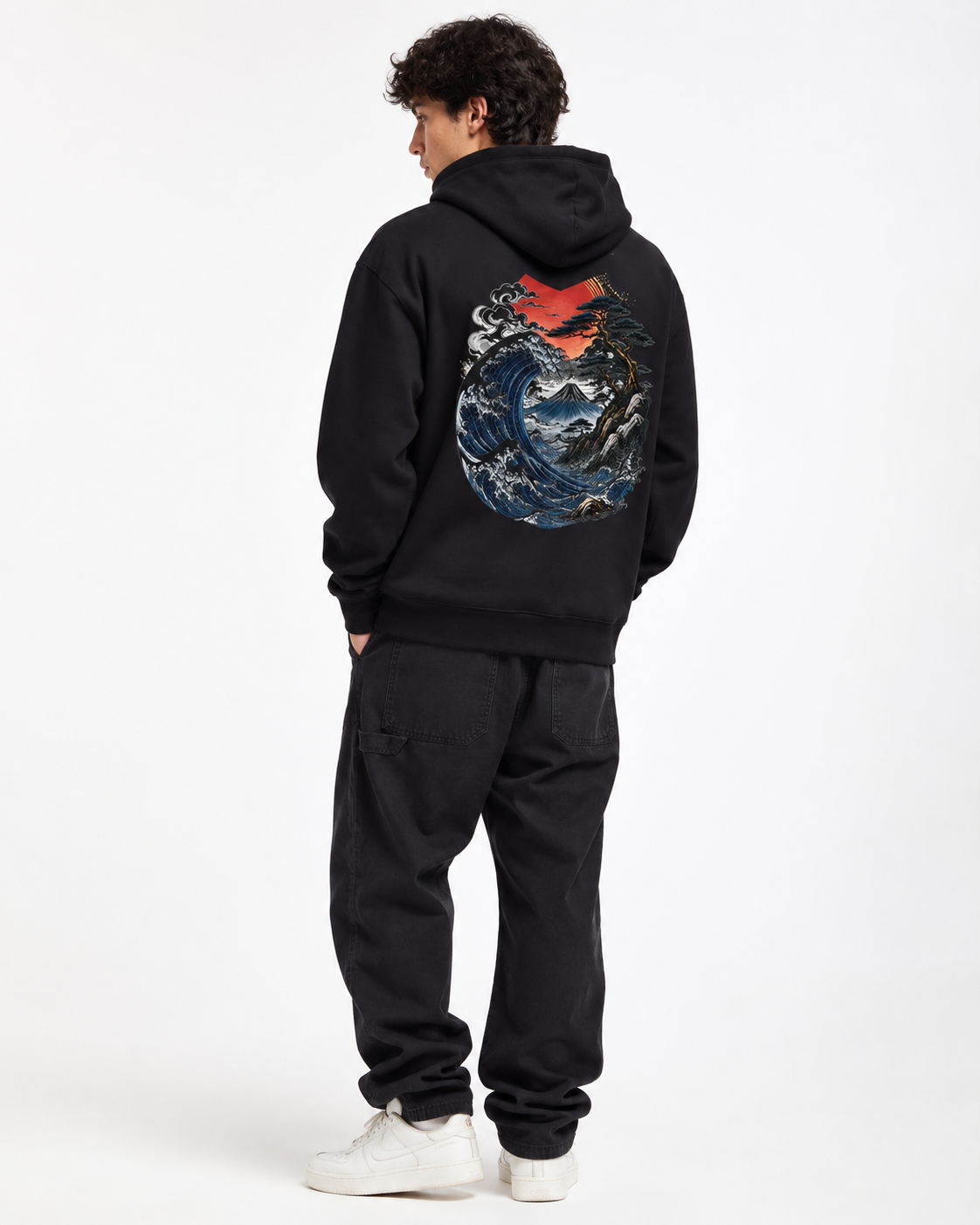 Storm Wave Hoodie – Japanischer Streetwear Hoodie mit Wellen-Backprint