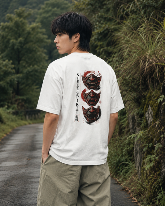 Steel Spirit Oni T-Shirt – Japanisches Shirt mit Masken-Print | MOVARI