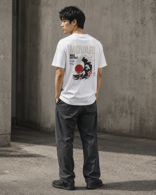 Wave District T-Shirt – Japanisches Oversized Streetwear Shirt | MOVARI